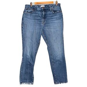 GOOD AMERICAN Good Icon Straight Leg Cropped Denim Jeans Blue Plus Size 14/32